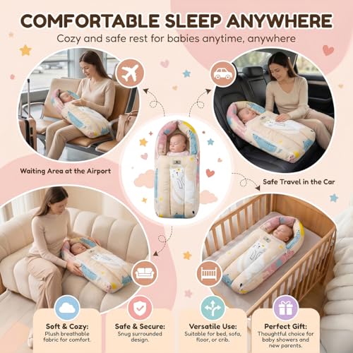 Image of StarAndDaisy 3 in 1 Baby Sleeping Bag for New Born, Baby Bedding Set, Washable & Foldable Cotton Design Godari, Toddlers Bed, Baby Bedding, Baby Mattress, Cradle Bed (Cat Print)