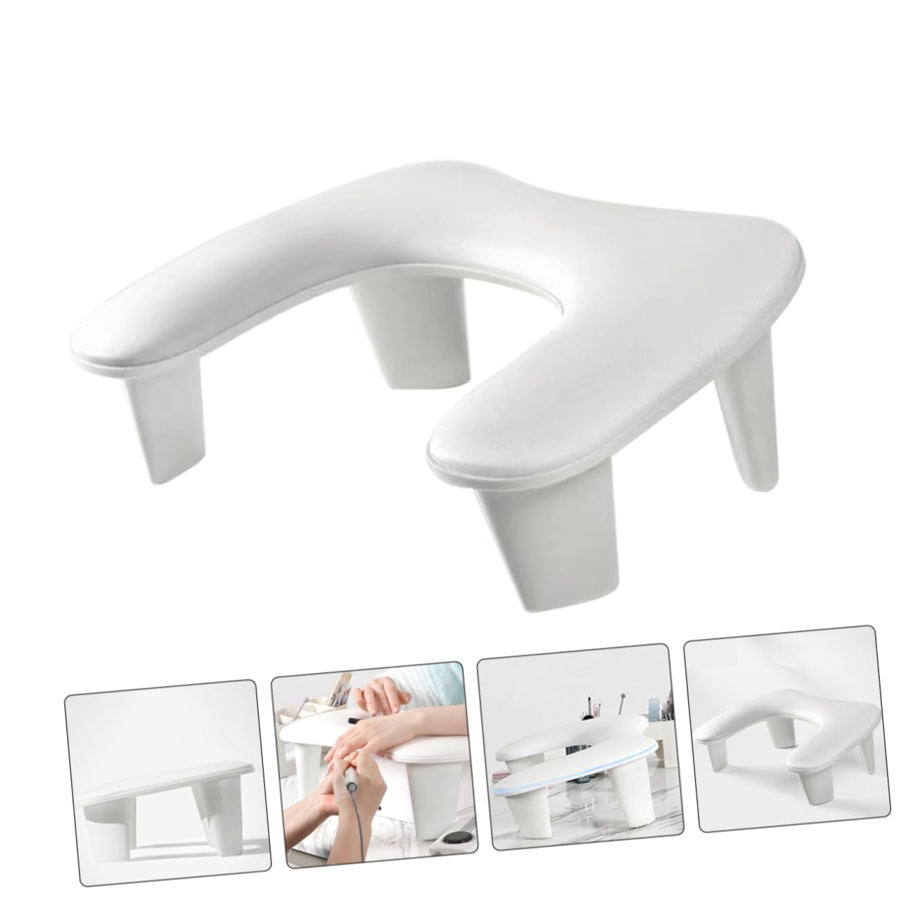 Cuscino Manicure a U per Mano, Supporto Bianco in Pu Plastico | Struttura e Smontabile, Inclinazione Ergonomica, Adatto per Scrittura e Disegno