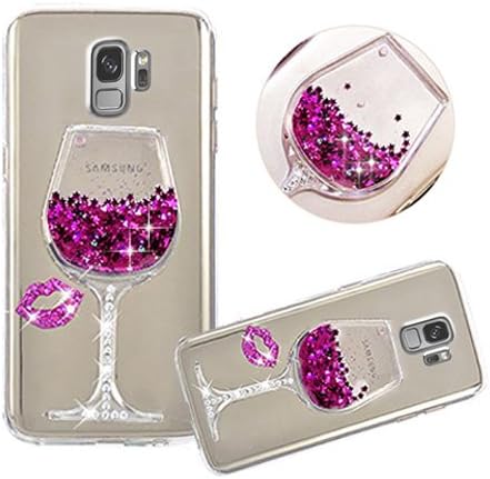 Galaxy S9 Plus Liquid Case,Shinetop 3D Diamond Creative Flowing Quicksand Cover for Samsung Galaxy S9 Plus Bling Glitter Sparkle Floating Stars Soft TPU Silicone Crystal Clear Protective Case-Hot Pink