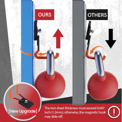 Image of Heavy Duty Magnetic Garage Hooks, 4 Pack Rubber Coated Strong Magnet Hooks for Power Drills, Garden Tools, Ropes, Magnetic Storage Hooks for Workshop and Garage Organization (Orange)