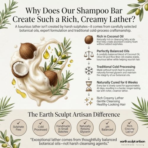 Image of Rosemary & Methi Shampoo Bar | Hair Fall & Dandruff Control, Hair Growth | Natural, Cold Processed, Handmade with Kalonji & Tea Tree Oil | pH Balanced, Sulphate & Paraben Free - 120g