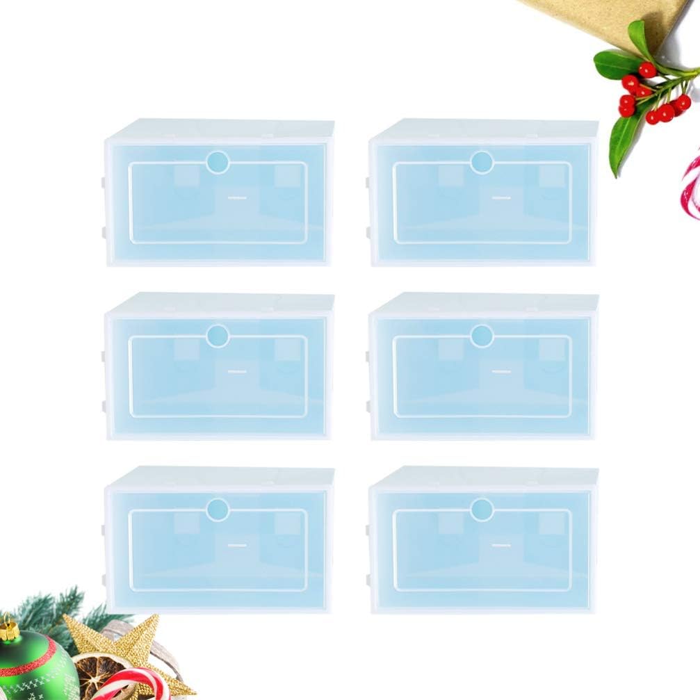 Cabilock 6pcs Stackable Transparent Shoe Storage Boxes Thick Plastic Containers for Organizing Sneakers High Heels and Boots for Closets and Entryways