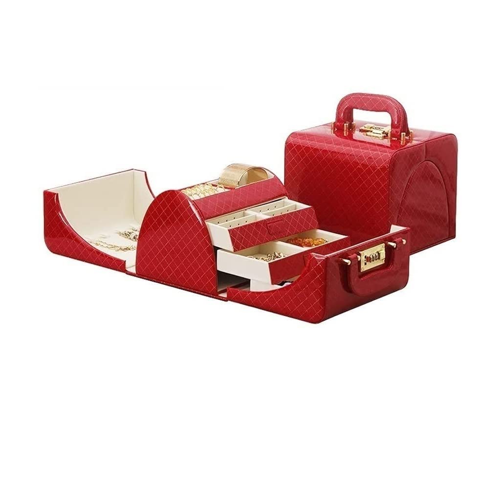 Schmuckbox Schmuckkästchen Schmuckschatulle Schmuckschatulle Große Schmuckschatulle Zifferncode Schloss Schmuckschatullen Uhr Halskette Organizer Box Make-up Hochzeit Zubehör Geschenk Schmuckkasten Sc