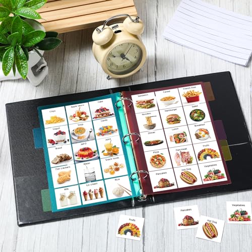 Resurhang Communication Book 162 Laminate Icon Picture Cards with 5 Multicolor Dividers 1 Sentence Strip for Autism Vocabulary Language Speech Articulation Learning Supplies(Real) - Image 3