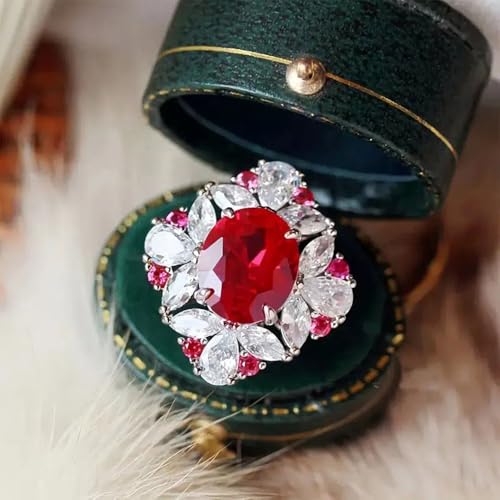 White Gold Plated Red Cubic Zirconia Engagement Rings Wedding Bridal Band Promise Rings Evening Parties Anniversary Valentine's Day Gifts Eternity Bands for Women4