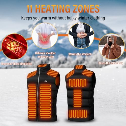 Heated Vest for Unisex: Lightweight Outdoor Jacket with 13 Heating Zones (Battery Pack Not Included)
