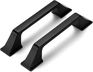 homdiy 10 Pack 3-3/4 Inch Matte Black Cabinet Pulls Modern Cabinet Handles - Black Drawer Handles Zinc Alloy Cabinet Hardware Drawer Pulls Cabinet Handles for Kitchen Cabinets