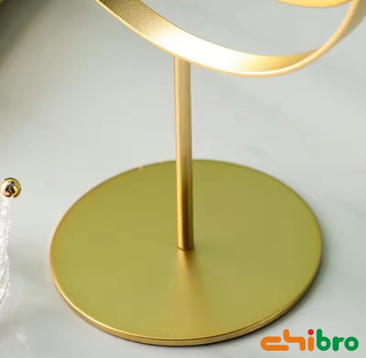 CHIBRO One-Sided Metal Tabletop Makeup Mirror | 360° Rotating Round Mirror with Stable Base | Dressing Table Vanity Mirror for Women (Golden) 1