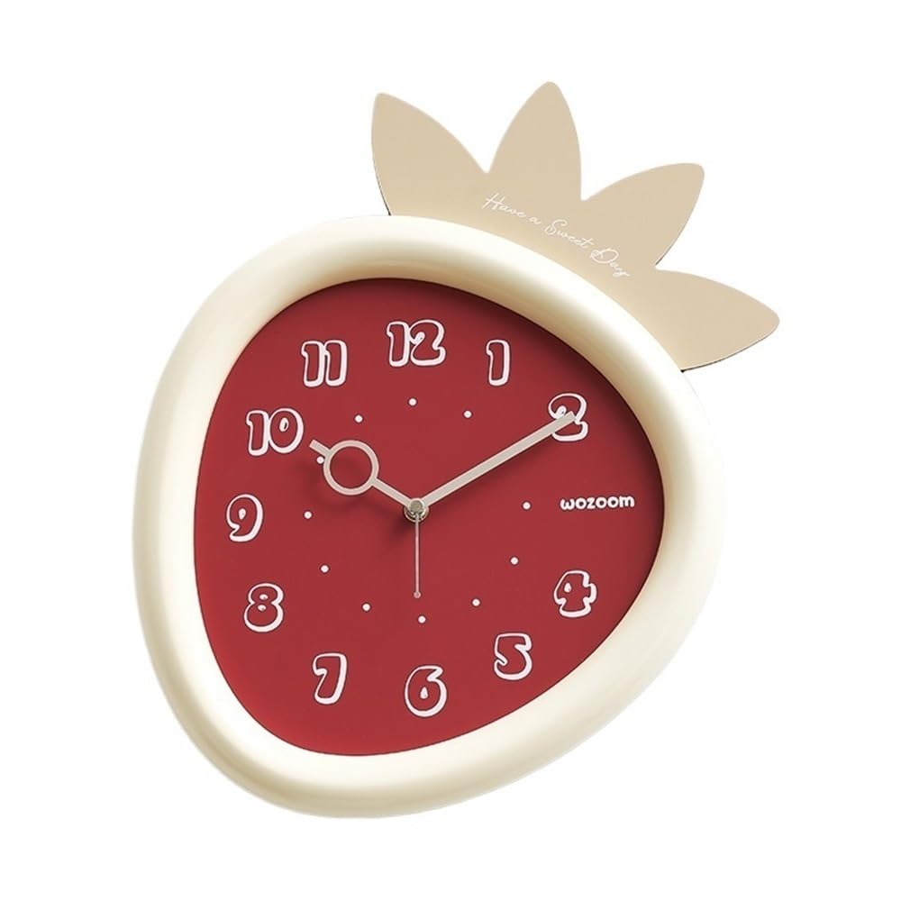Reloj cocina Lindo reloj de pared decorativo con clavos sin rastro(Red)