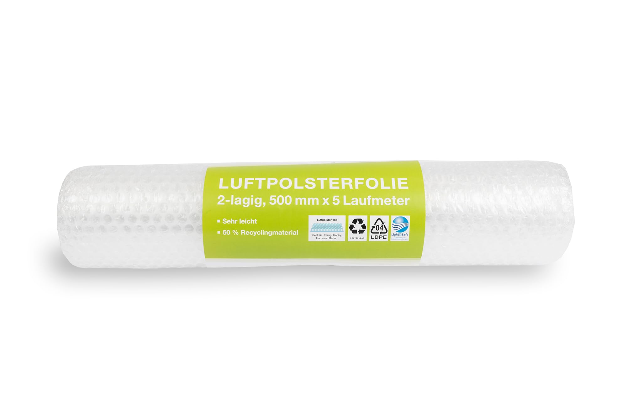 Luftpolsterfolie – 10 Rollen à 0,5 m x 5 m – Stoßfeste Verpackungsfolie für Versand, Lager & Umzug – umweltfreundlich, transparent