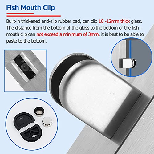 SUBECO Treppenstufengeländer für den Innenbereich – für 10–12 mm Dickes Glas,Geländerpfosten für Terrasse/Terrasse/Pool aus Edelstahl,Balustradenhalterung für Bodenmontage,mit Hardware – Bild 4