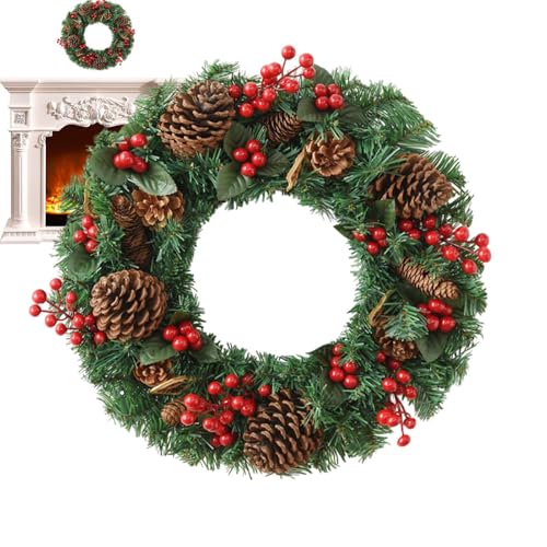 Corona de Navidad artificial para puerta principal exterior e invierno 2