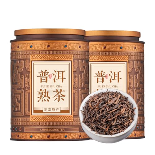 Té Pu'er maduro suelto de Yunnan en lata de 300g con un toque floral único