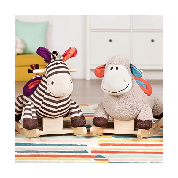 B. toys Schaukelpferd Zebra gestreift aus weichem Plüsch und hochwertigem Holz, Schaukeltier zum Draufsitzen für Kinder… – Bild 3