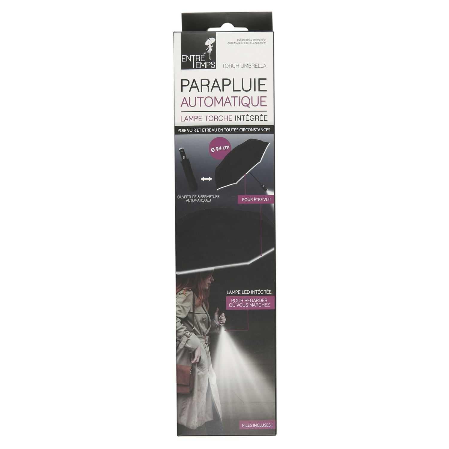 CMP Automatic Umbrella with Integrated Flashlight/Diameter: 94 cm