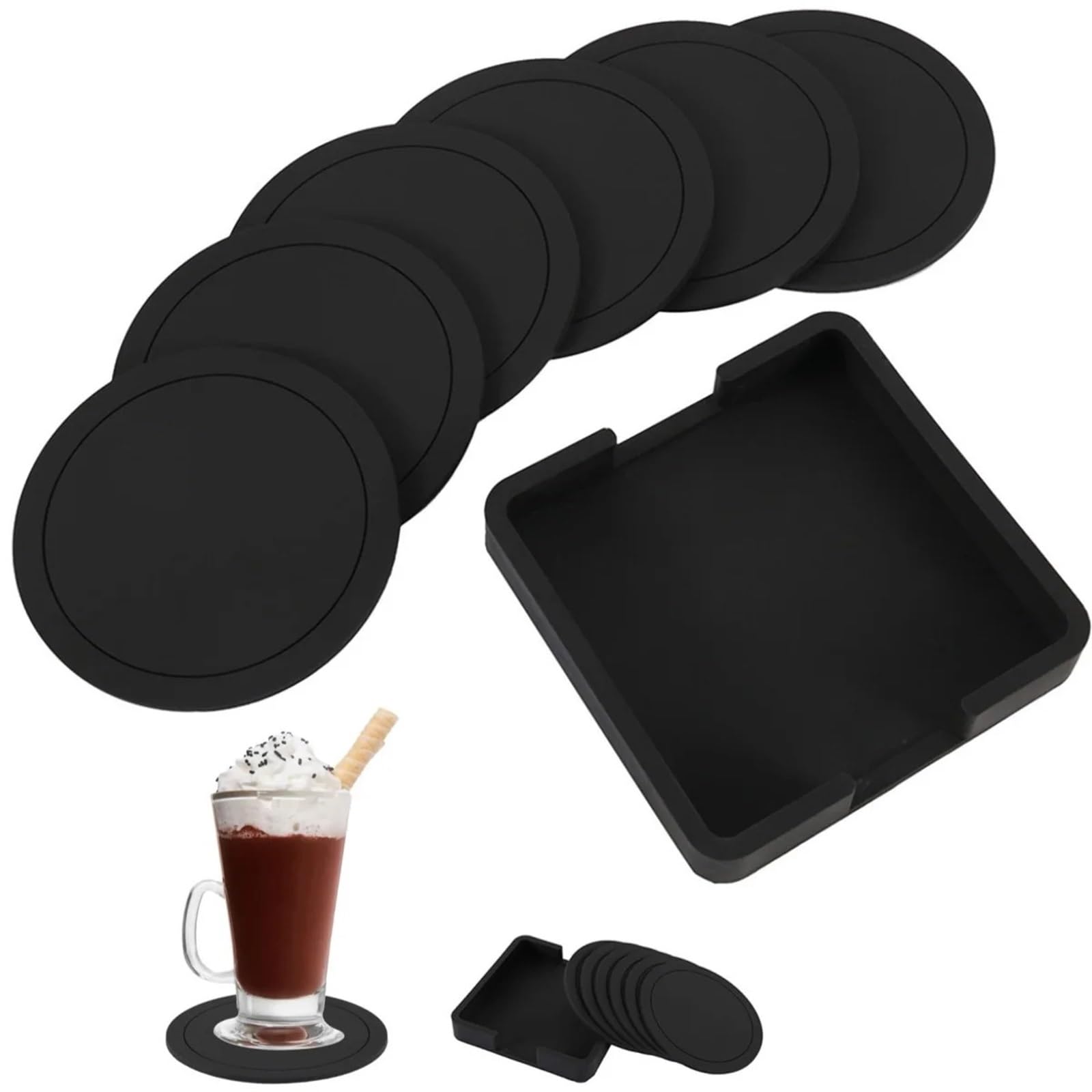 Lot de 16 dessous de verre en silicone antidérapant pour boissons chaudes Accessoires de cuisine