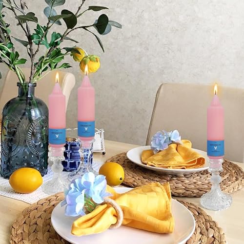 Image of Handmade Unscented Taper Candles Slow Burn Blush Pink Candle 5 Inch Short Candle Sticks Smokeless Unique Candlesticks for Weddings Gifts Home Decoration 4 Pcs