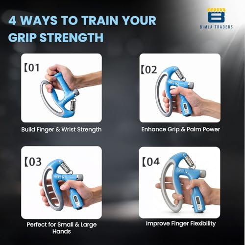 Image of CRAE Hand Gripper with Counter - Adjustable Grip Strengthener, 100 KG Capacity for Forearm, Wrist & Finger Workout Men & Women (Sky Blue)