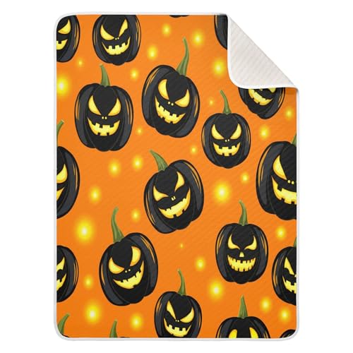 Burbuja Glowing Pumpkins Baby Blanket for Boys Girls, Nursery Soft Warm Swaddling Receiving Baby Blankets, 30x40 in Toddler Blanket