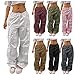 Womens Baggy Cargo Sweatpants Y2K Trendy Casual Wide Leg Parachute Pants Drawstring Elastic Waist Low Rised Jogger Sweatpants Fashion Hip Hop Streetwear Black