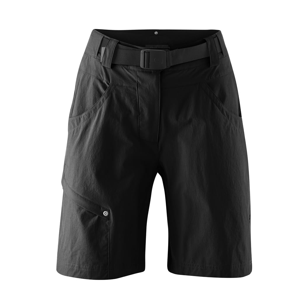 Gonso Mira, Kurze Damen Fahrradhose, 2in1 Bikeshorts mit Stretcheinsatz über dem Gesäß, Einknöpfbare Radunterhose mit Relax Gel Comfort Sitzpolster, Weite Passform, PFC-Frei