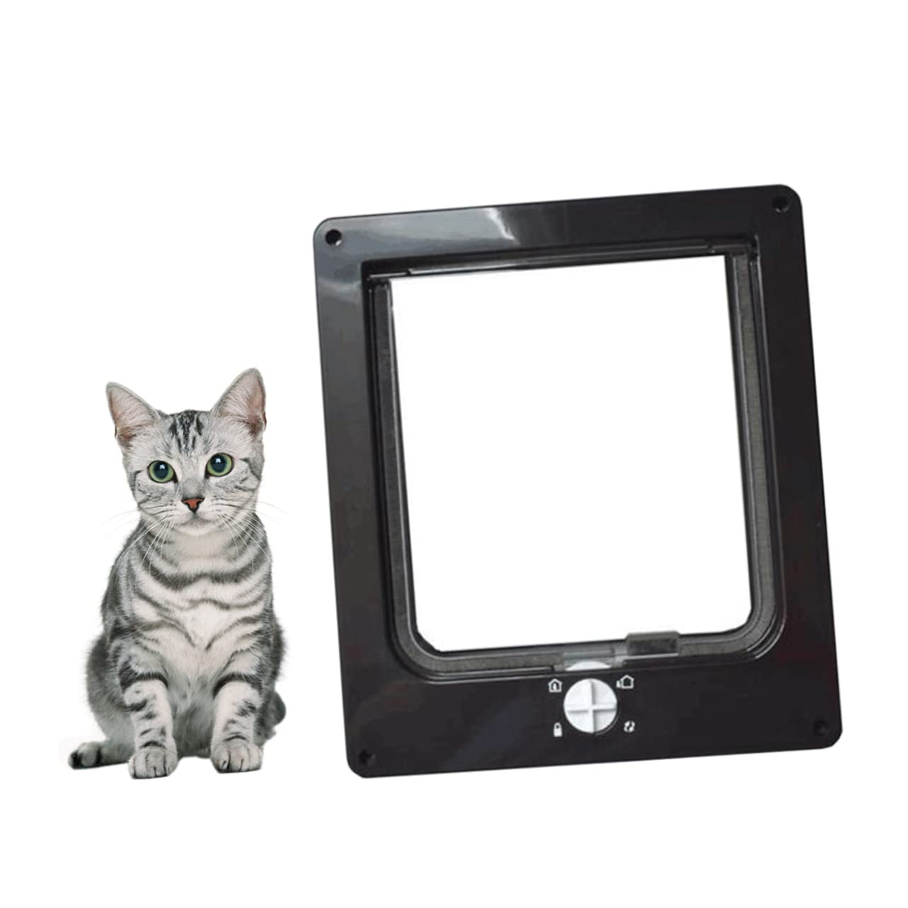 Chatière Rotative Contrôlable pour Chat, Porte Noire Abs
