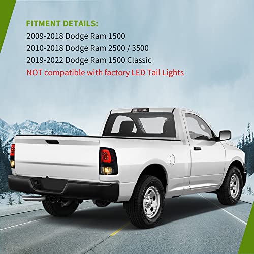 Autosaver88 Led Tail Lights Compatible With 2009 Ram 1500, 2010-2018 Dodge Ram 1500/2500/3500, 2019-2022 Ram 1500 Classic Taillights Assembly - Driver & Passenger Side #TOP5