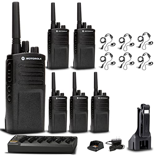 Motorola RMV2080 2-Way Radio Bundle - Includes 6 Radios, Charger, Earpiece, and Accessories