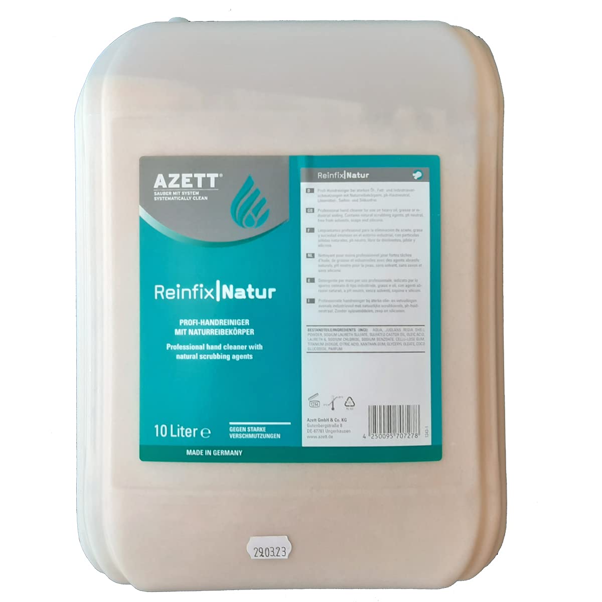 Azett REINFIX Handreiniger mit Natur-Reibekörpern, 10 Liter Kanne