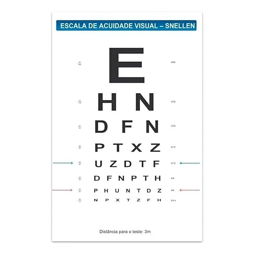 Placa Escala De Snellen Optométrica Teste Visão P/ 3 Metros