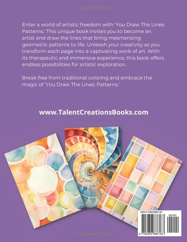 Reverse Coloring Book You Draw the Lines: Patterns coloring book for adults | 35 Unique Color Pages For You To Add Your Own Drawings, Doodles, Line ... | Full Watercolor Images of Diverse Patterns image 3