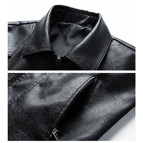 Chaqueta de cuero para hombre con cierre y bolsillos miniatura 4