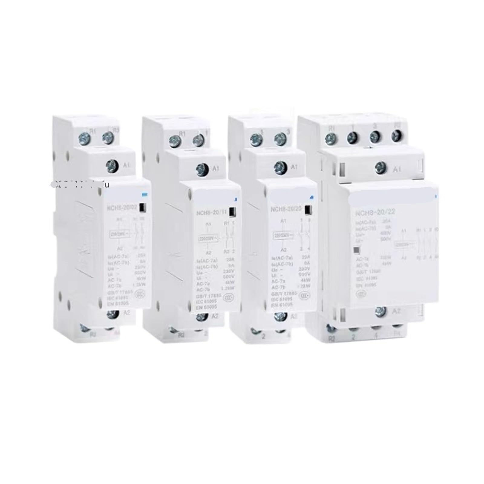 Contactor Modular de CA doméstico, 220 V, 230, 400, 20 A, 25 A, 40 A, 63 A, 1 NA, NC, 2, 4, NCH8, Unidades, Cuatro Fases(NCH8-25,2NO2NC)