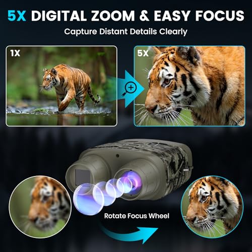 Image of Night Vision Goggles for Adults, 4K Night Vision Binoculars with 5000mAh Rechargeable Battery and 32GB TF Card for Hunting, Wildlife Observation and Security