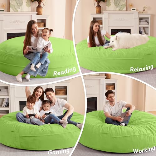 Image of HABUTWAY XX-Large Bean Bag Chair: Giant 7' Memory Foam Furniture Bean Bag Chairs for Adults with Microfiber Cover 7Ft（Lime）