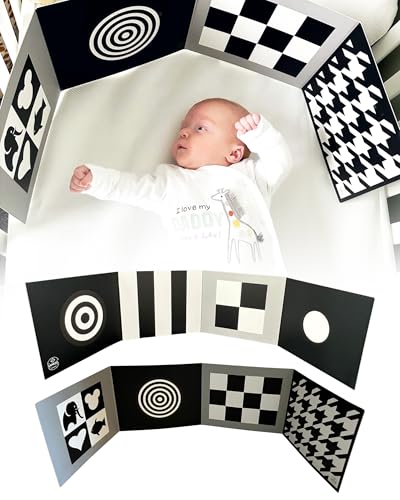 Image of Samuel Sensory Board for Babies - Supersized Black and White Baby Cards for Developmental Newborn Tummy Time Toys - 100cm Newborn Black & White Toys for 0-3 Months & Older - Thick Stand Up Board No. 1