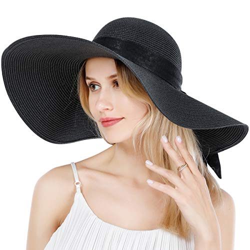 Lanzom Women’s Big Bowknot Straw Hat