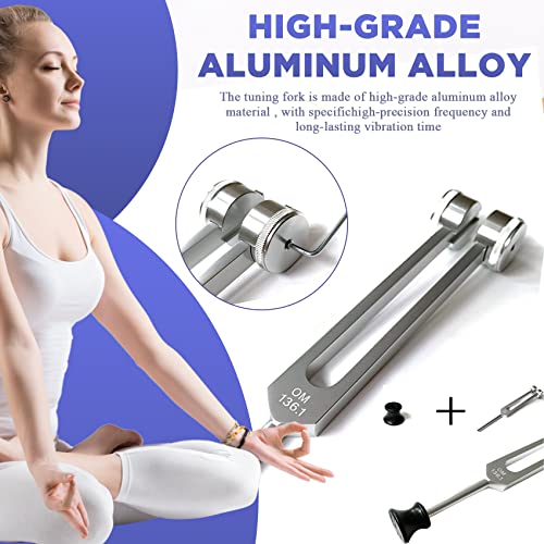 OM 136.1Hz Tuning Fork Weighted, Heart Chakra Tuning Energy Fork for Sound Healing, Meditation, Immune System and Circulatio, Silver - Image 5