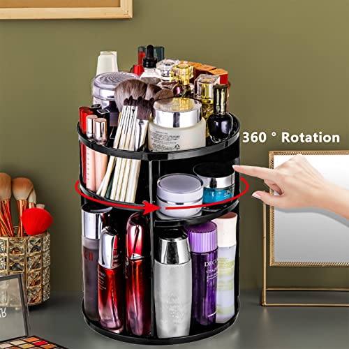 Bathroom Organizer, Rotating Makeup Organizer 360° Bathroom Organizer Countertop, Diy Adjustable Rotating Makeup Organizer, Vanity Organizer And Bathroom Shelves For Desktop Bathroom Countertop Black #TOP1