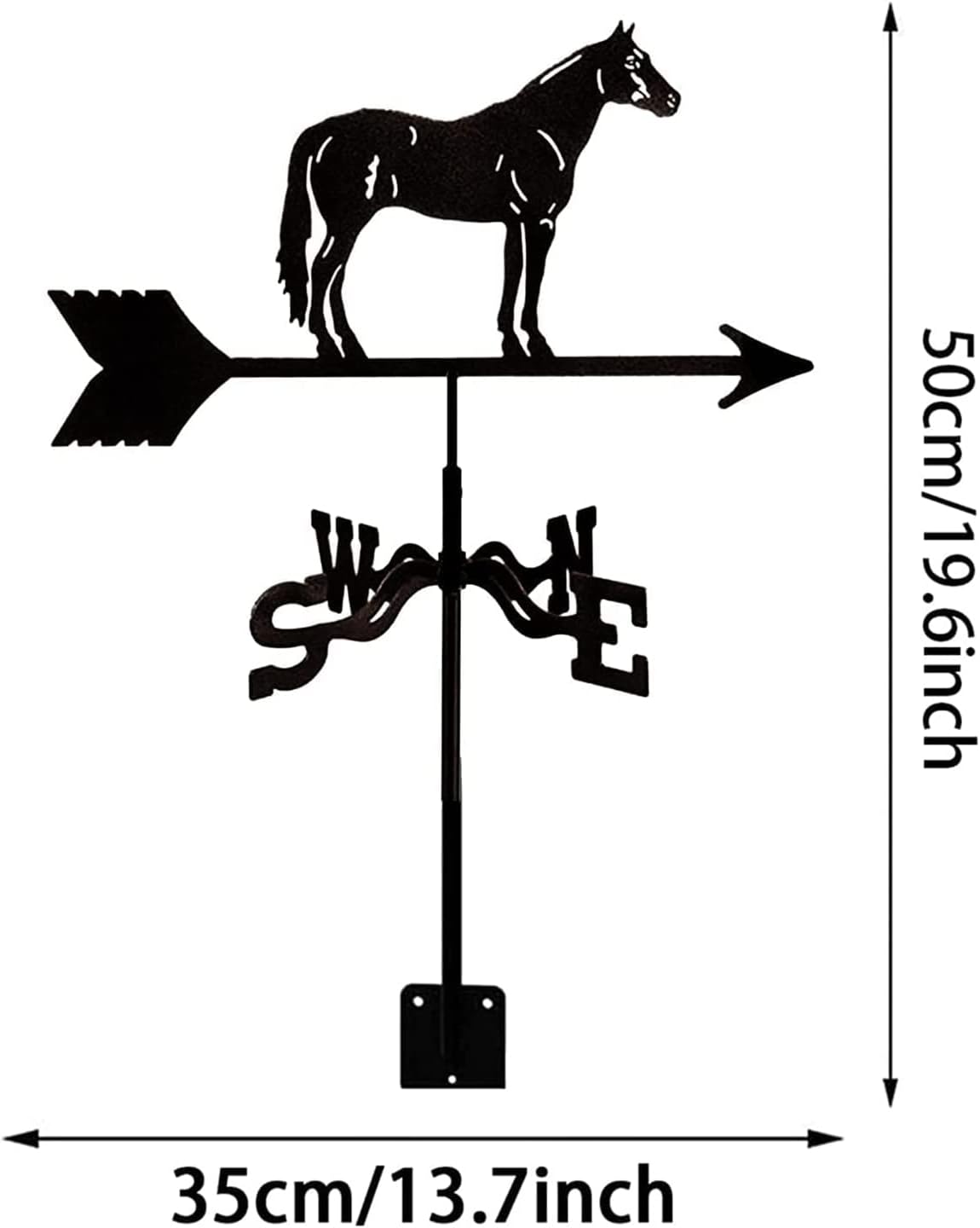 Weathervane Cast Iron Horse Wind Direction Indicator with Roof Mount Metal Decorations Wind Direction Indicator for Outdoor Roof Farm Yard