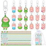 18 Set Glücksschwein Silvester Glücksbringer Schlüsselanhänger 2025, Glücksschweinchen Klein Glücksbringer Neujahr und Grußkarten Glücksbringer Schwein Neujahrsgeschenke Neujahrsglücksbringer