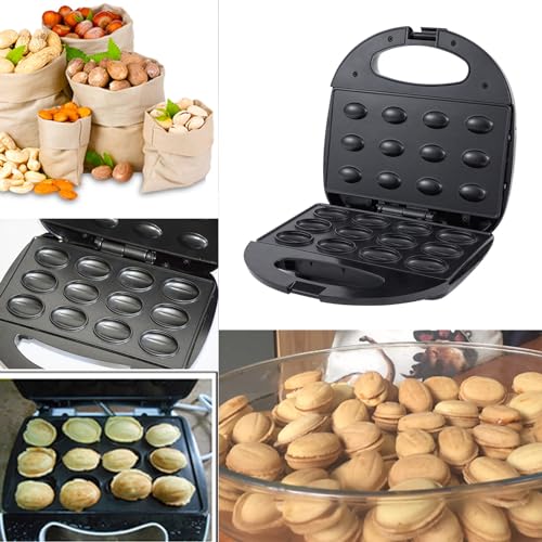 Walnut Cookie Maker, Oreshki Nuts 12 Skillet, US Plug 110V 750W Power Double Sided Heating Compact Non Stick Oreshnitsa Maker Walnut Cookie Maker for Easy Cleaning