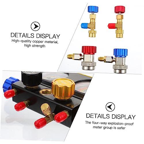 Kit de manómetros de múltiple OUNONA para diagnóstico de refrigerantes, para R134a, R22, R32 y R410a miniatura 2