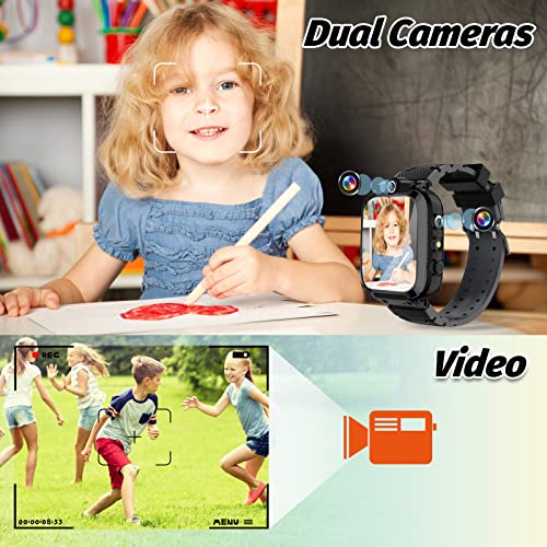 Kids Smart Watch for Girls Boys Ages 3-12 Years,Toddler Wrist Watch mp3 music player 14 Puzzle Games with Dual Cameras Video Player/Recorder Pedometer Torch Children Birthday Festival Gifts Toys - Thumbnail 4
