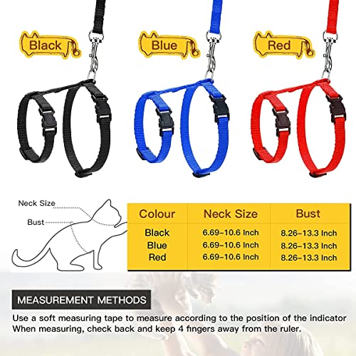Image of Cat & Small Pet Nylon Strap Collar with Adjustable Walking Harness Leash Pet Walking for Kitten- Plain (Blue)