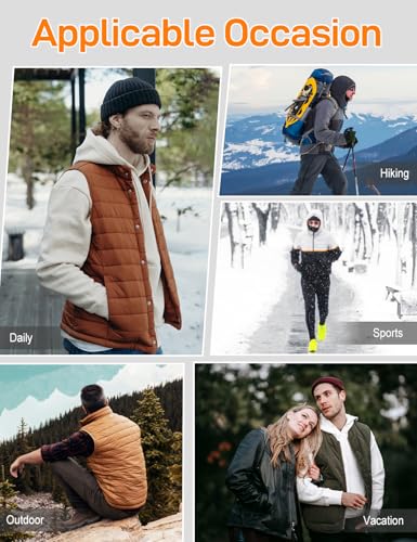 Flygo Mens Puffer Vest Lightweight Winter Outdoor Vests Warm Stand Collar Zip Sleeveless Jacket Outerwear4