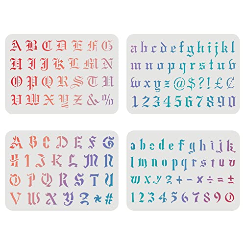 FINGERINSPIRE 4 PCS Letter Stencils Template 29.7x21cm Plastic Alphabet ...