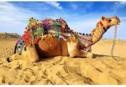 Diy 5D Diamond Painting Kit, Round Diamond Tropical Desert Camel Art Craft for Canvas Wall Decor(Frameless)