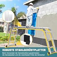 Ikodm Aluminium Mehrzweckleiter 4x3 Stufen 7 in 1 bis 150 kg mit Plattform – Ansicht 5