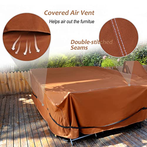 Nettypro Square Patio Table Cover 80 X 80 Inch, Waterproof 600D Heavy Duty Outdoor Furniture Covers For Dining Table And Chair Set, Brown #TOP3